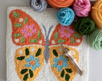 Kit de iniciación al bordado con aguja mágica / Kit para principiantes con aguja Oxford / Kit de bordado con aguja mágica e hilo / Todos los materiales incluidos / Mariposa