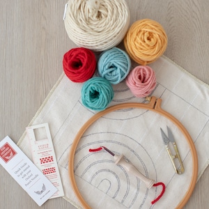 Punch Needle Starter Kit | Beginner Punch Needle Kit with Oxford Needle | Punch Needle Kit with Yarn | All Materials Included | Rainbow