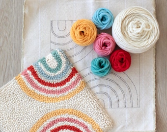 Kit de aguja de bordado para principiantes, patrón e hilo / Arcoíris / Regalo para artesanos / Paquete de hilo / Kit de repuesto