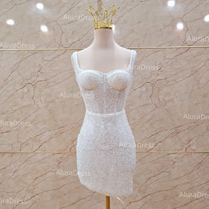 Sparkling party mini dress. Short dress beaded fabric luxury. Sexy corset mini dress. Custom mini dress on request.