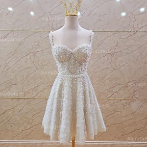 A-line mini dress for reception. Elegant beaded party mini dress. Custom mini dress, mini dress made to measure.
