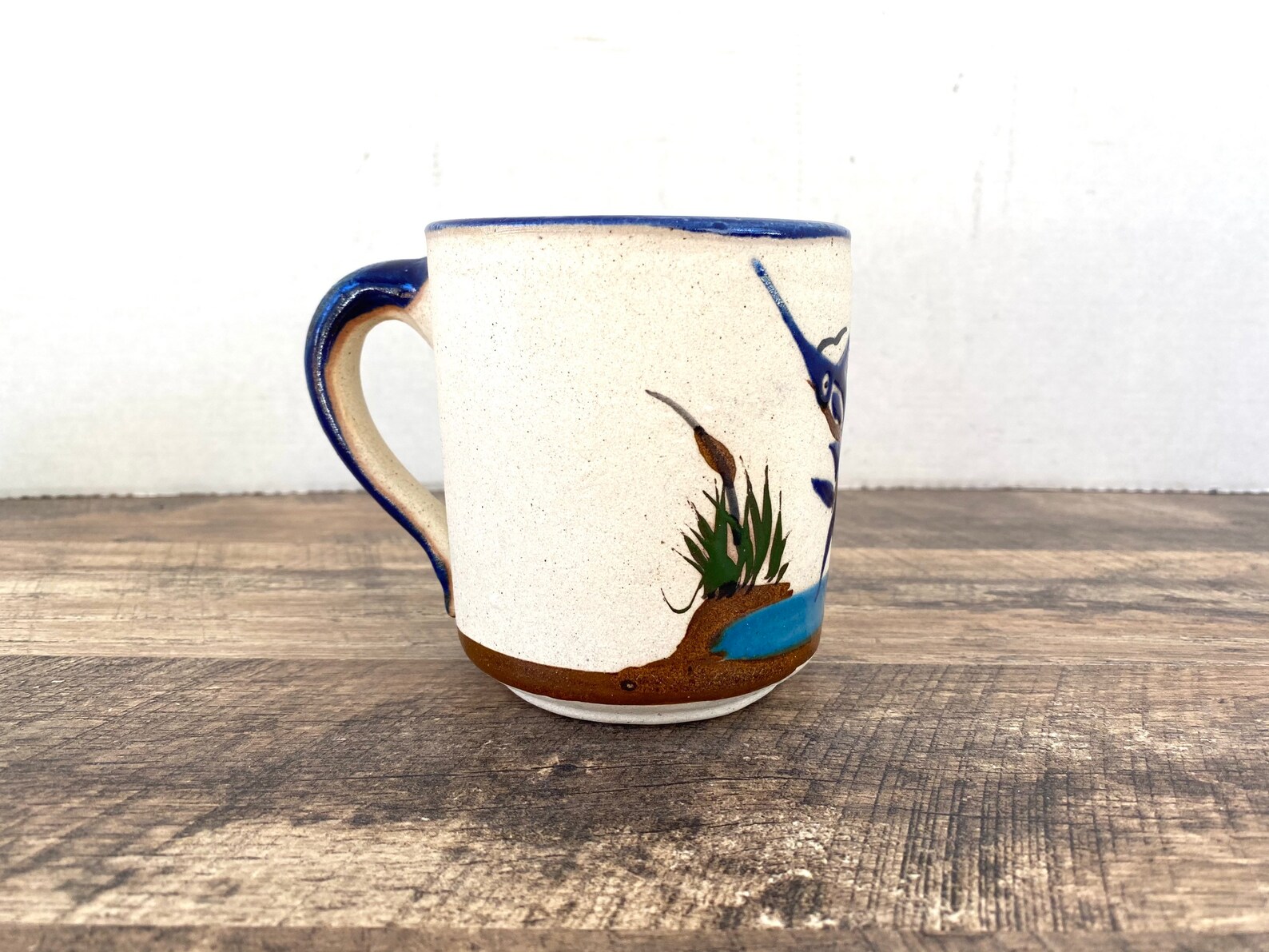 VINTAGE POTTERY MUG Fish Theme Fisherman Gift Blue Pattern Etsy