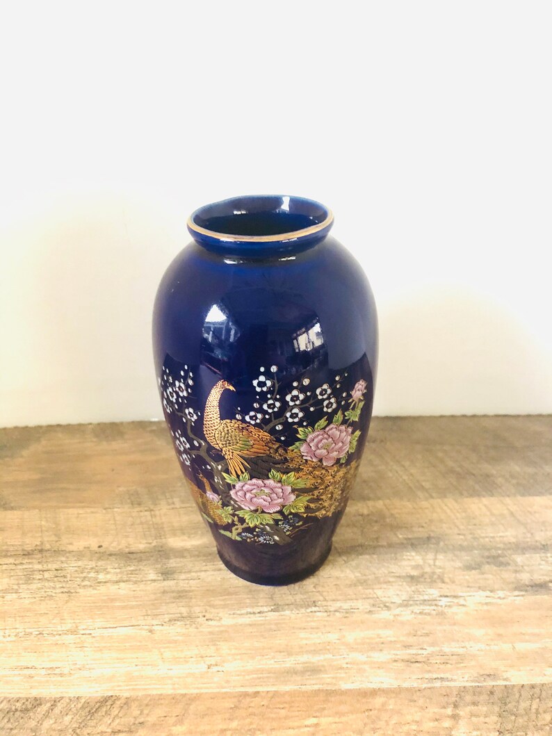 Vase vintage Bleu japonais vase porcelaine classique forme Etsy