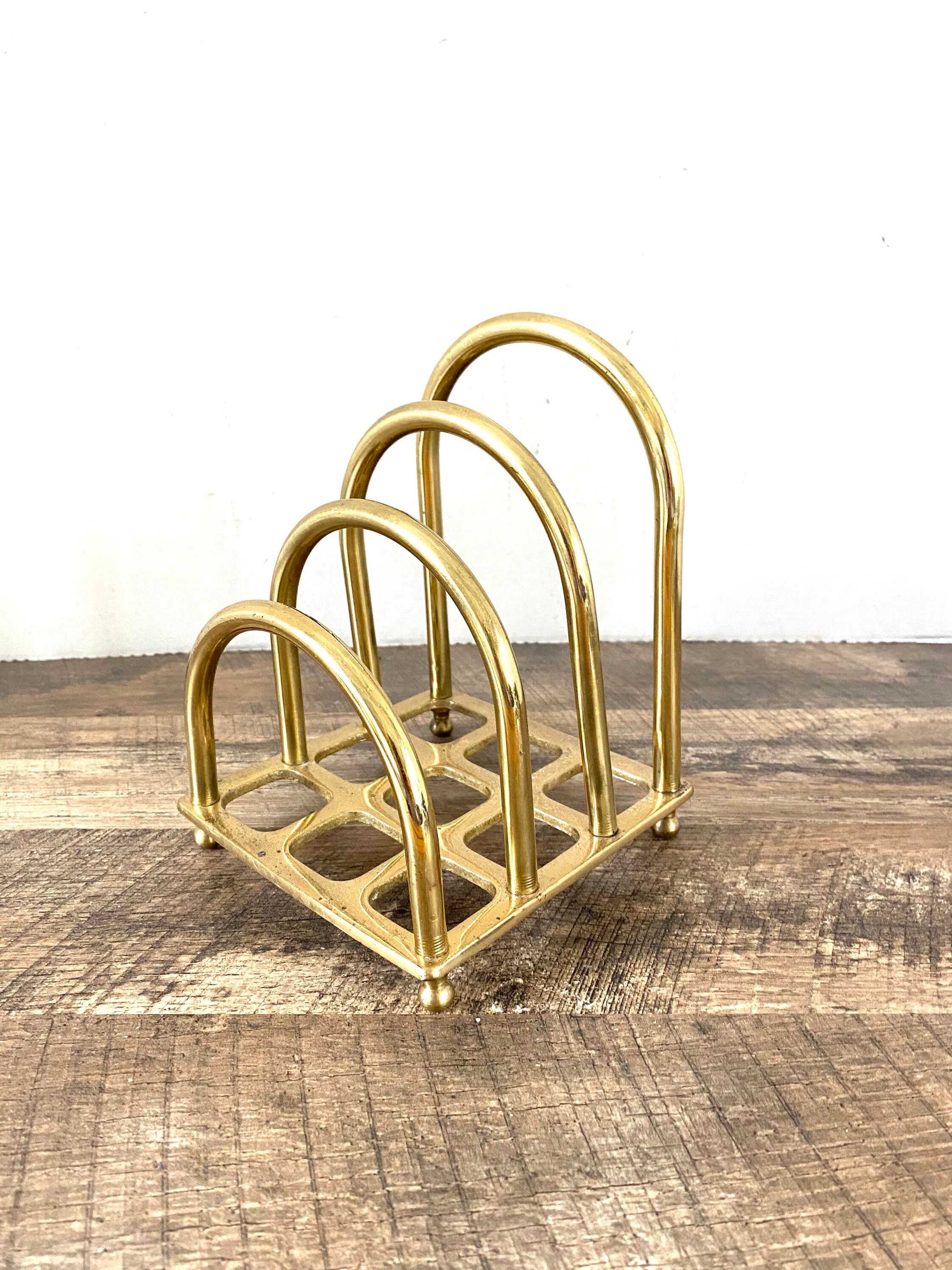 Vintage brass desk organizer brass letter file rack Box mid Etsy