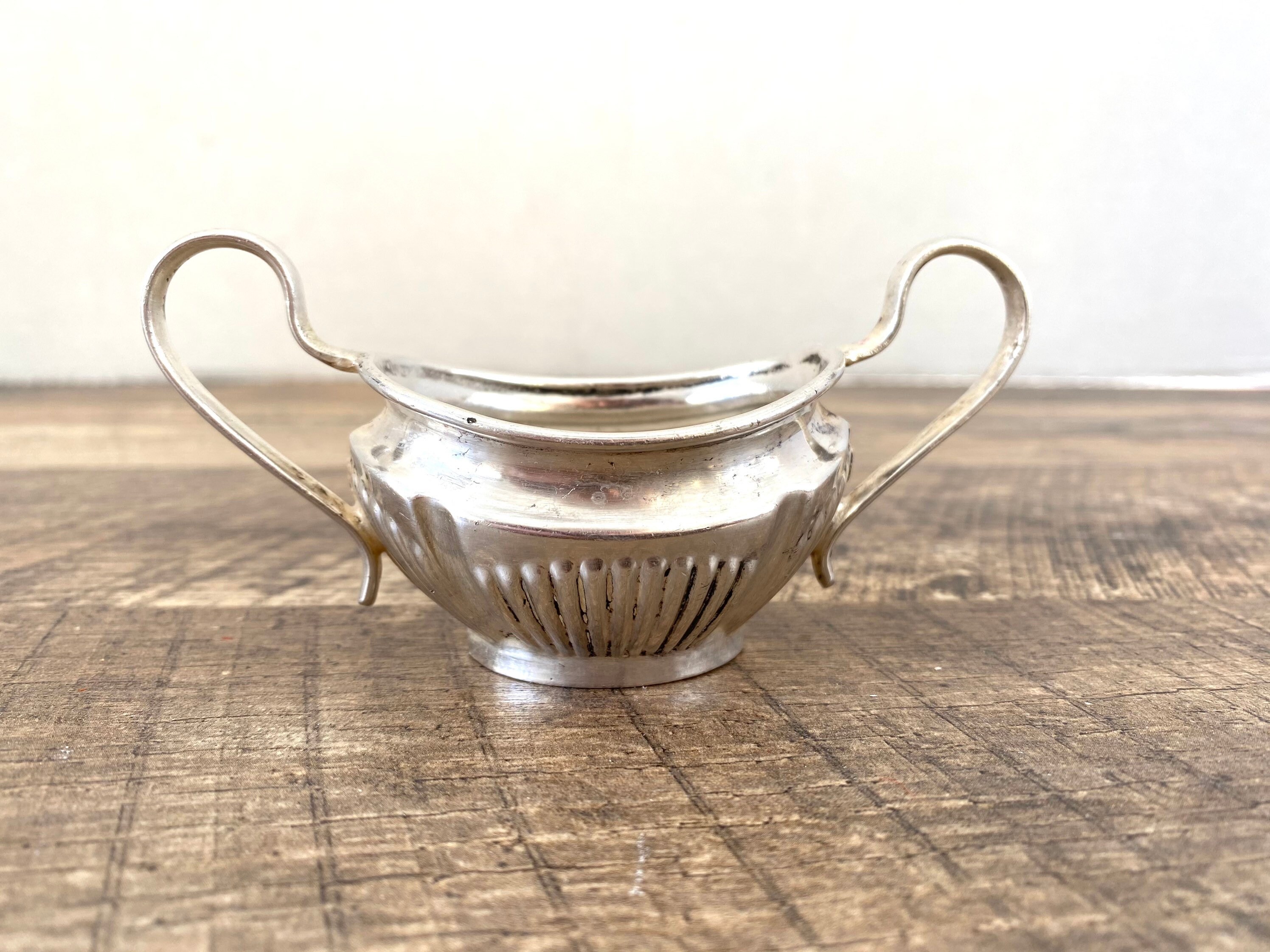Vintage silver sugar bowl trophy ribbed sugar dish marked Etsy