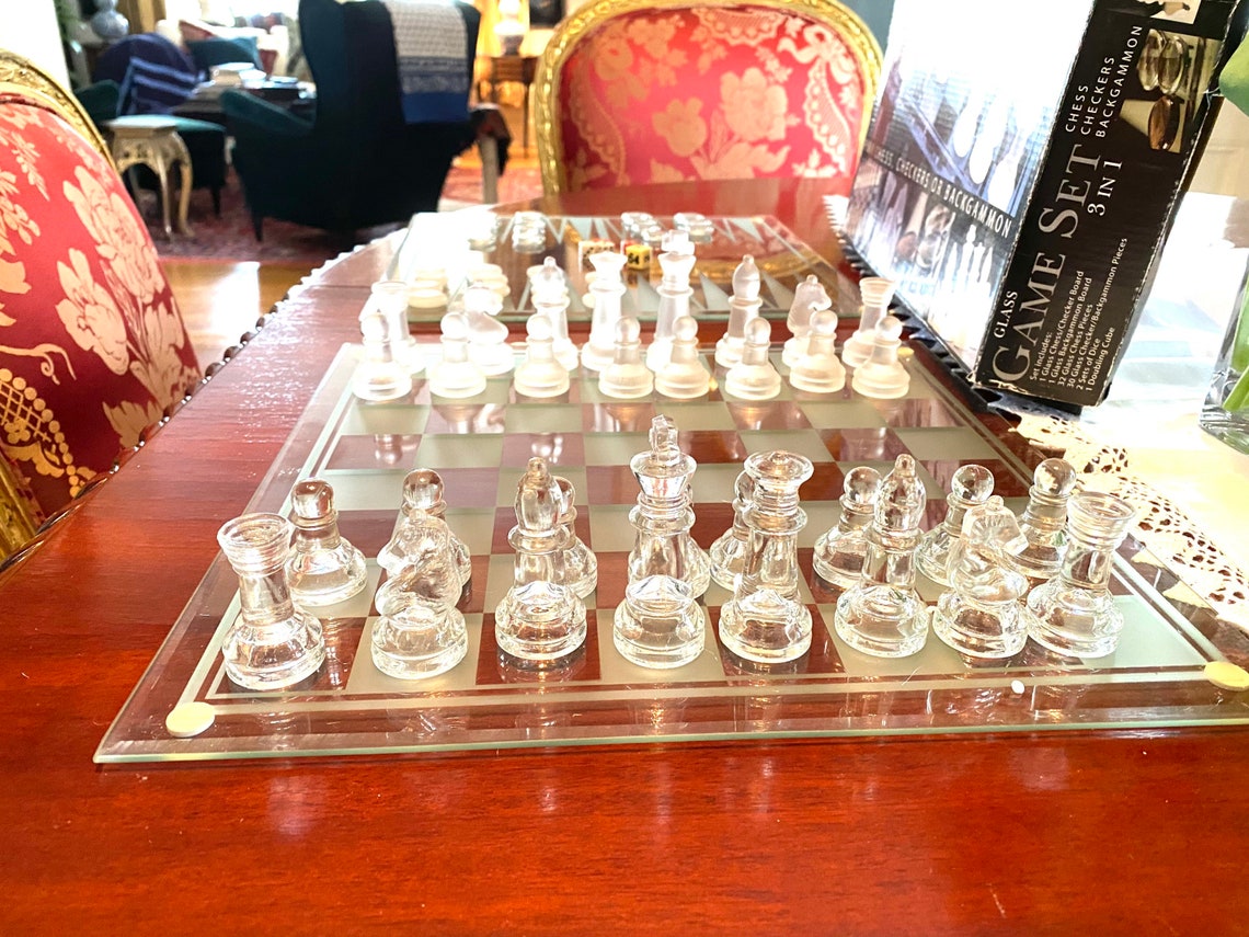 glass chess set glass chess set