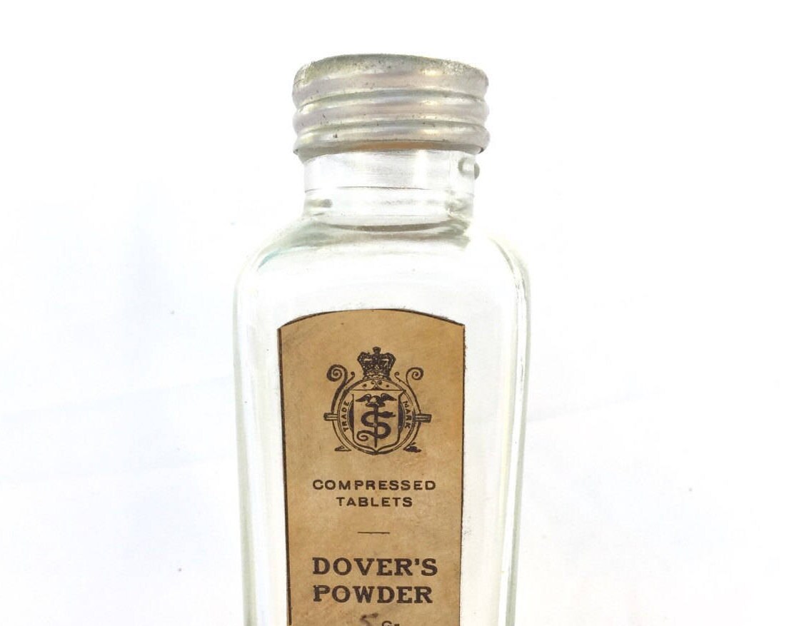 ANTIQUE apothecary jar Dover's Powder clear glass medicine Etsy