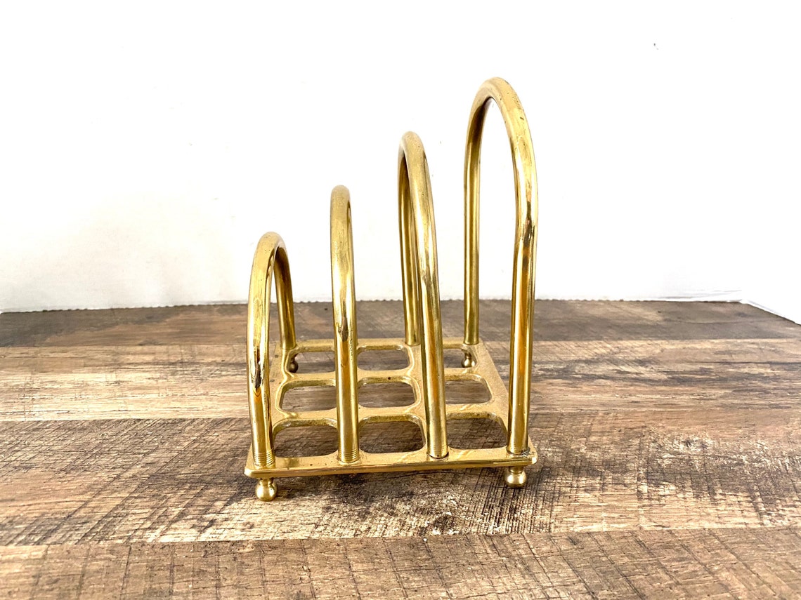 Vintage brass desk organizer brass letter file rack Box mid Etsy