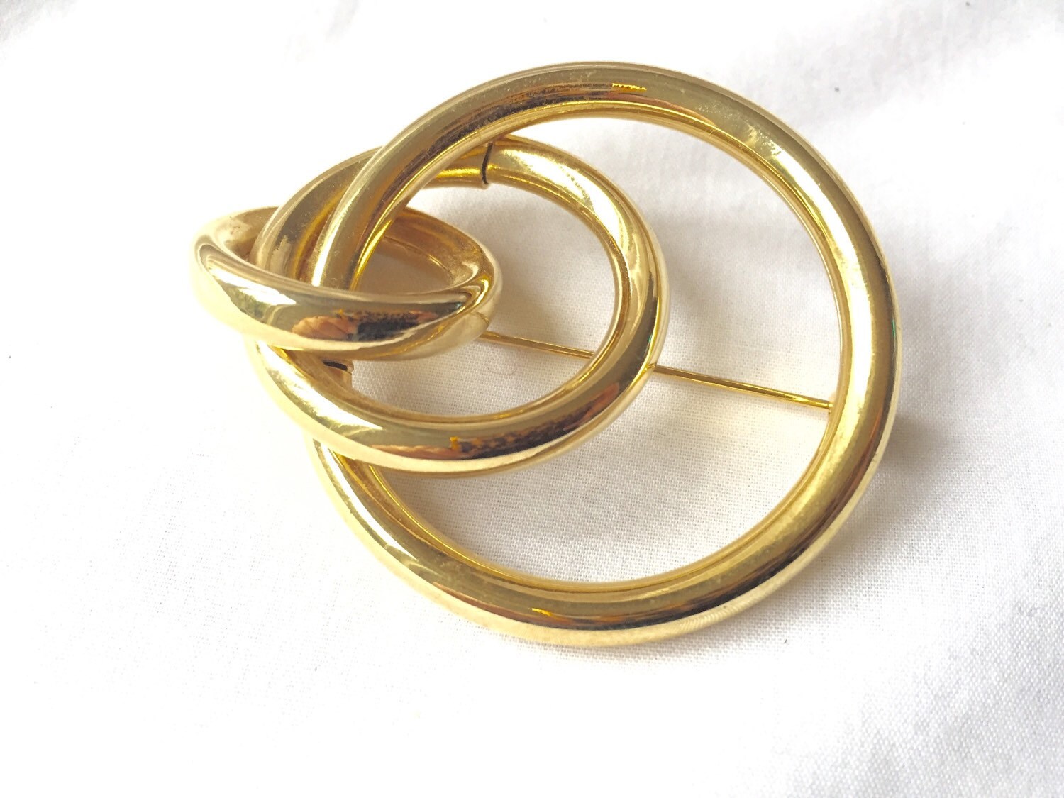 GOLDEN CIRCLE SPIRAL Brooch Vintage Gold Tone Circular Brooch Etsy