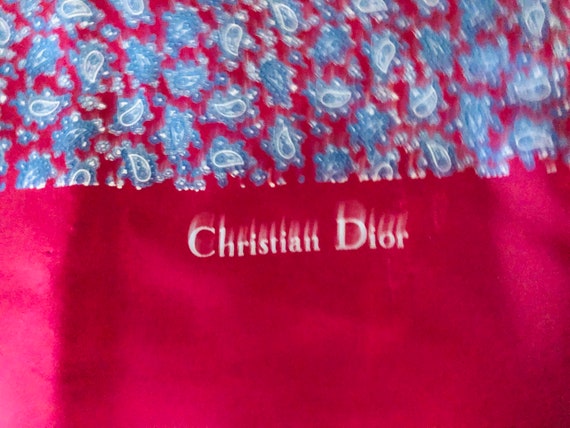 Vintage men’s scarf Red silk with wool back luxury