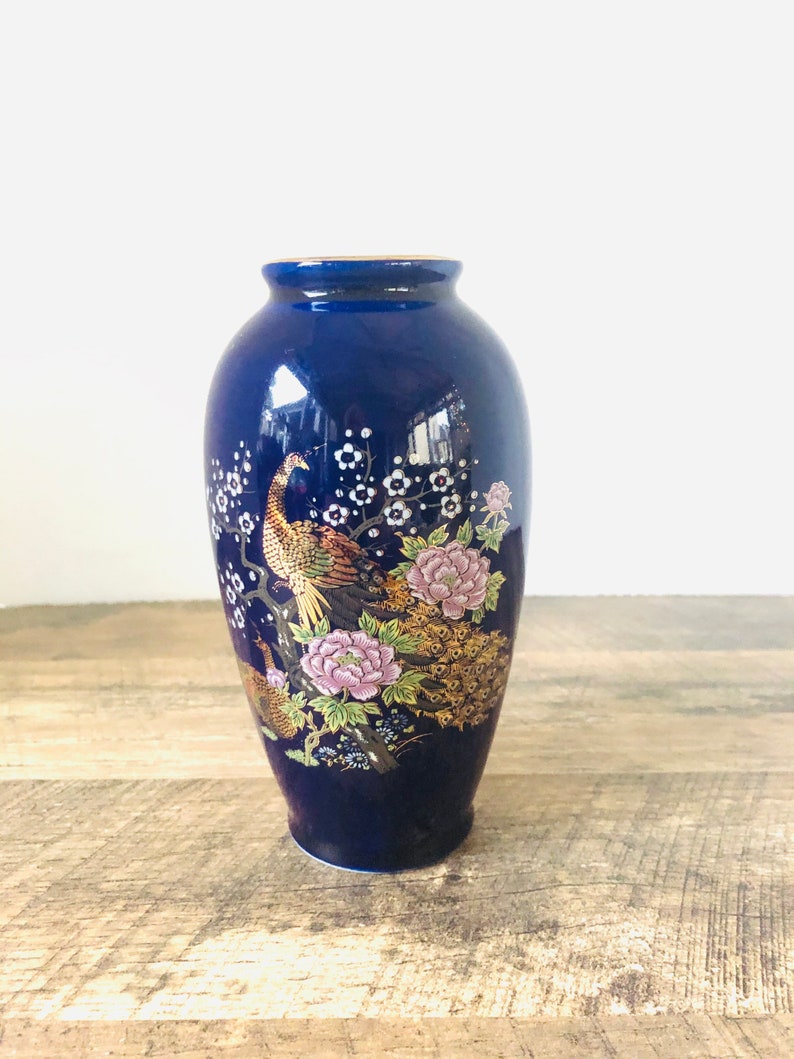Vase vintage Bleu japonais vase porcelaine classique forme Etsy