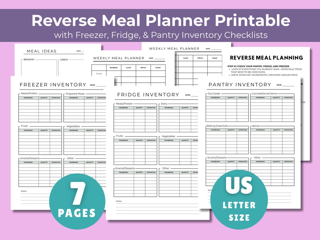 Weekly Meal Planner Printable & Kitchen Inventory Tracker for ADHD ...