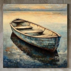 Vintage Beach Boat Canvas, Coastal Wall Art, Beach House Canvas, Beachy Wall Art, Large Wall Art, Bedroom Wall Art, Aesthetic Wall Canvas