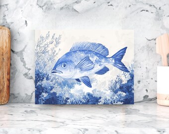 Planche à Découper En Verre Trempé 80x52 Cm - Motif Poisson Koi - Neuf
