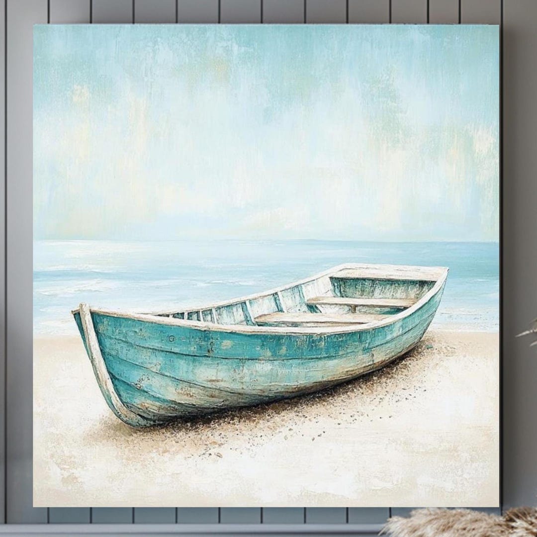 Distressed Rowboat Canvas Art, Rustic Coastal Wall Decor, Old Boat ...