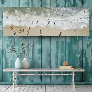 Vintage Beachgoers Wall Canvas, Coastal Horizontal Wall Art, Beachy Wall Art, Beach House Decor, Housewarming Gift, Ocean-Inspired Art Decor