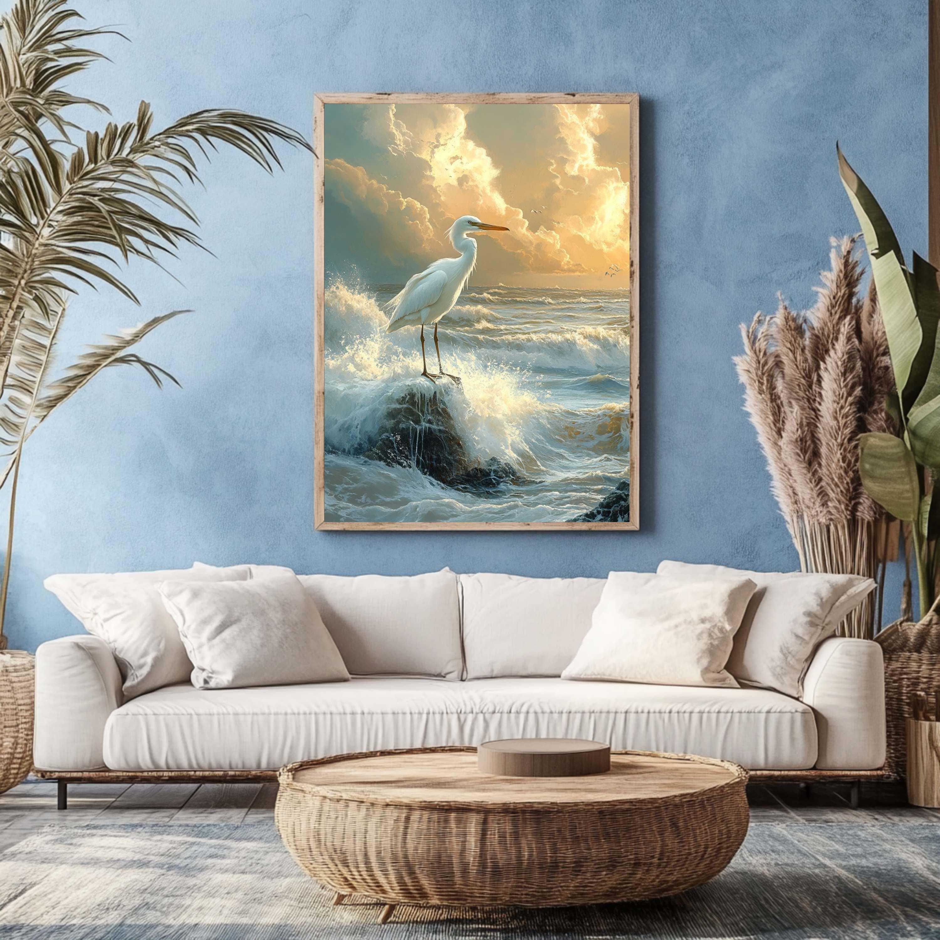 Seaside Bird Wall Decor, Coastal Birds Framed Canvas Art, Nautical ...