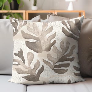 Neutral Seaweed Throw Pillow, Coastal Minimalist Cushion, Organic Ocean Inspired Home Decor, Beige And Brown Abstract Pillow Cover