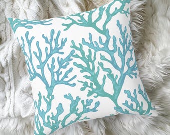 Coral Reef Pillow Cover, Ocean Inspired Throw Pillow, Coastal Home Decor, Square Pillow Case, Beach House Cushion, Gift for Ocean Lovers