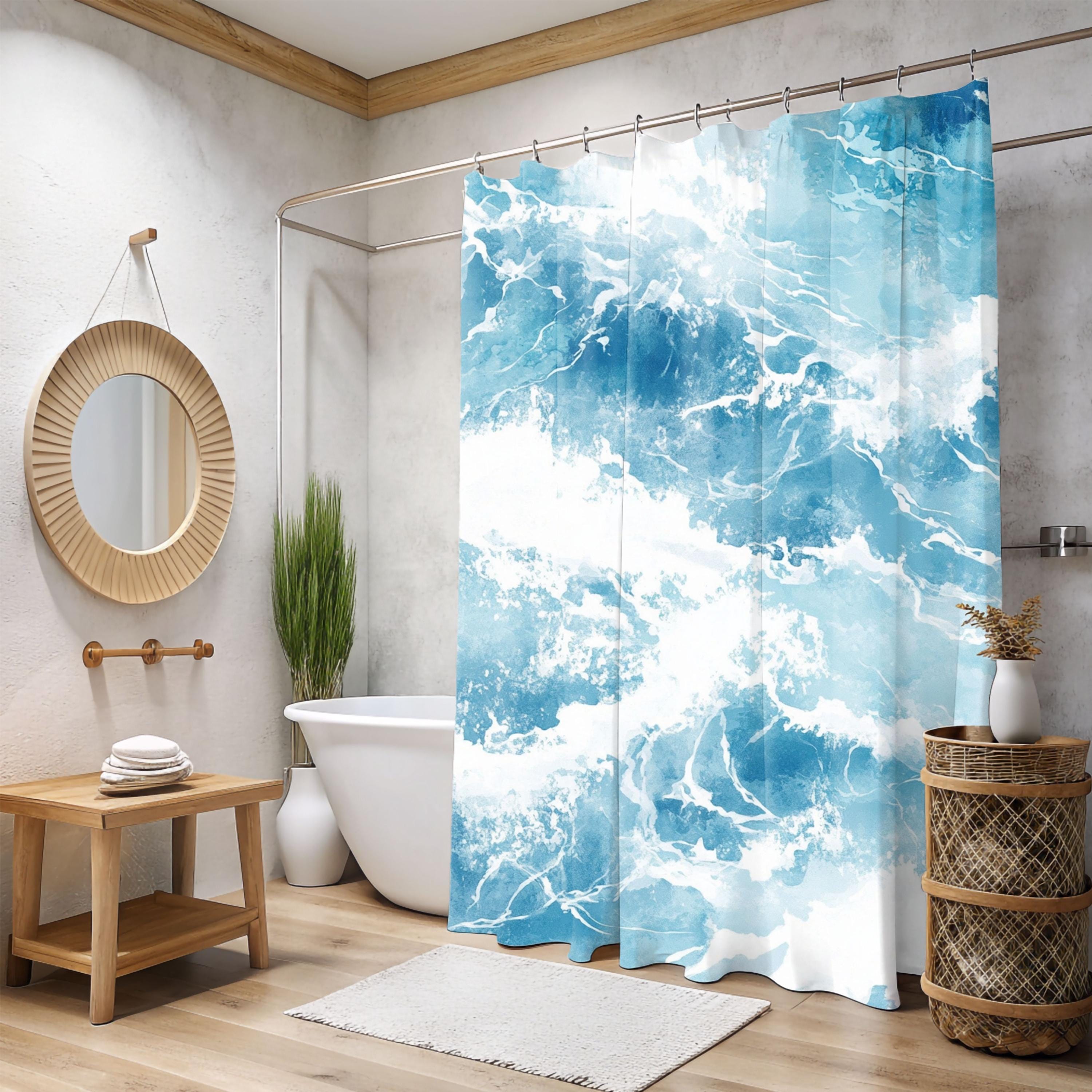 Light Blue Shower Curtain, Mint Green Coastal Shower Curtain, White  Background, Beach Bathroom Decor, Nautical Ocean-inspired Bath Curtain -  Etsy, image size:3000x3000