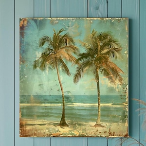 Palm Trees Coastal Canvas Wall Art Prints, Extra Large Wall Art Decor, Sea Beach Prints, Coastal Bedroom Wall Art, Beach Wall Decor