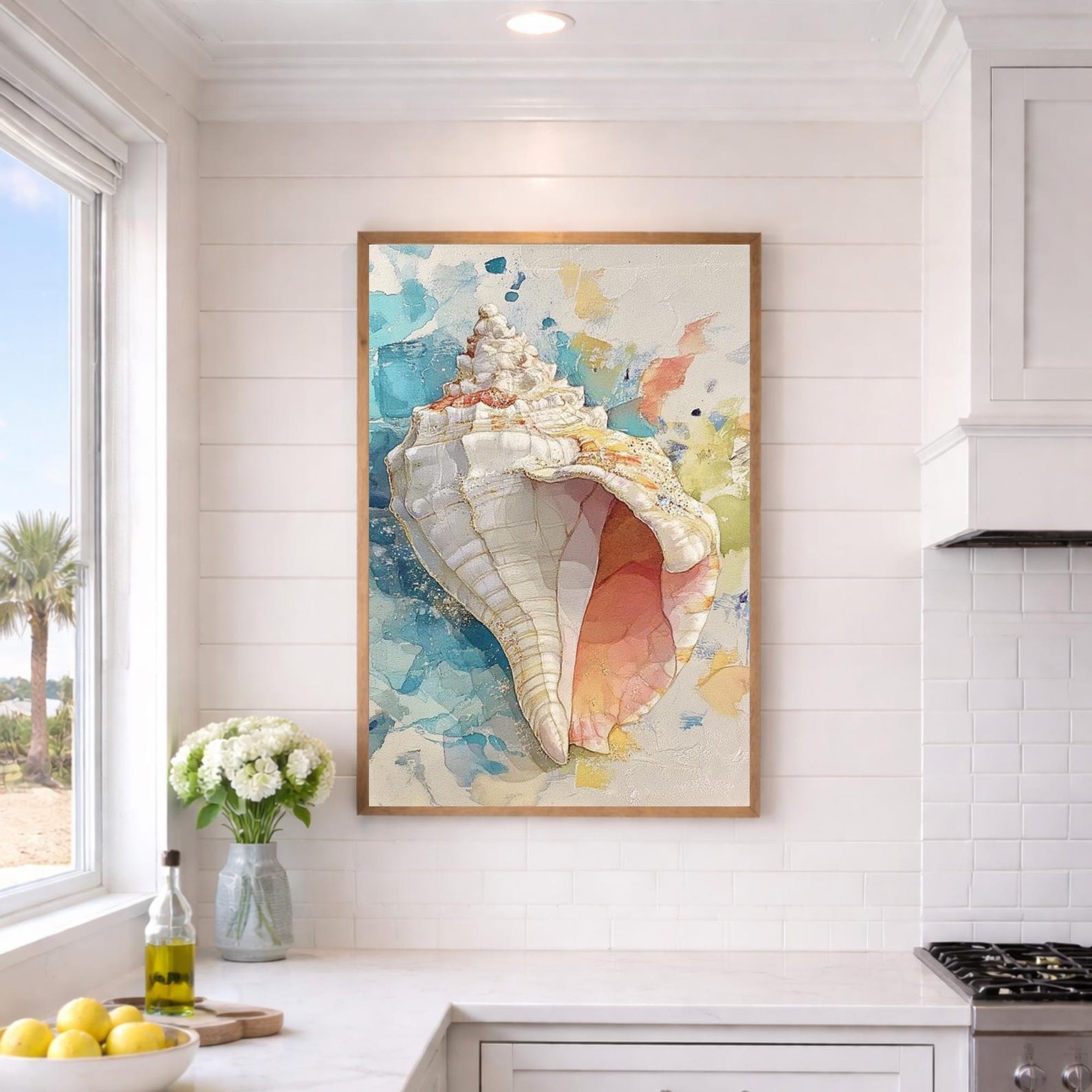 Seashell Coastal Wall Art Print, Ocean Shell Canvas Decor, Beach Shell ...