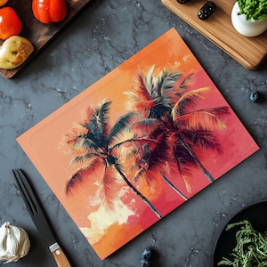 Tropical Design Chopping Board, Nature Countertop Kitchen Decor, Tempered Glass Chopping Board, Serving Tray Kitchen Essentials