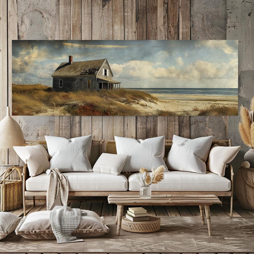 Rustic Beach House Canvas, Coastal Wall Art, Beach House Wall Art ...