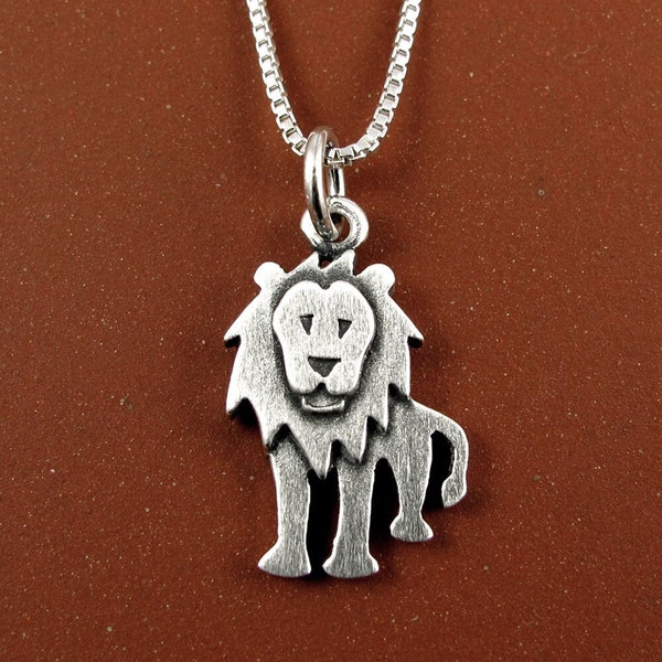 Tiny lion pendant / necklace - sterling silver
