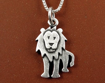 Tiny lion pendant / necklace - sterling silver