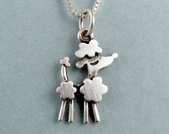 Tiny poodle pendant / necklace - sterling silver