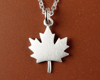 Tiny maple leaf pendant / necklace - sterling silver