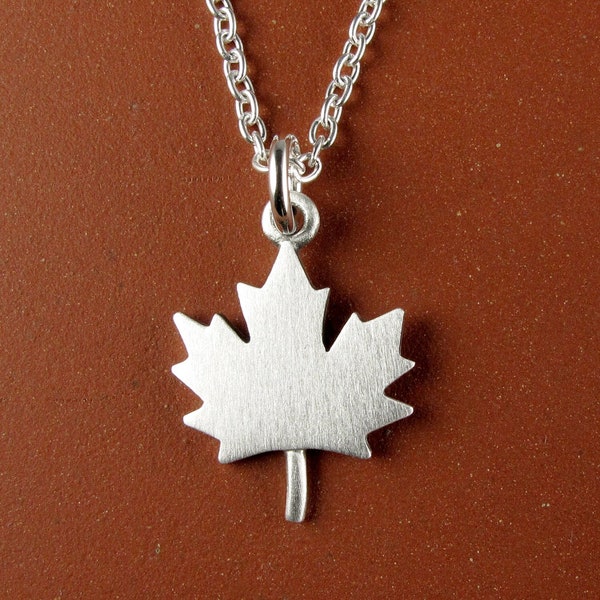 Tiny maple leaf pendant / necklace - sterling silver