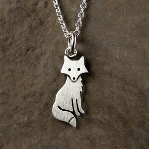 Tiny fox pendant / necklace sterling silver image 1