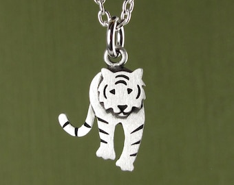 Tiny tiger necklace / pendant - sterling silver