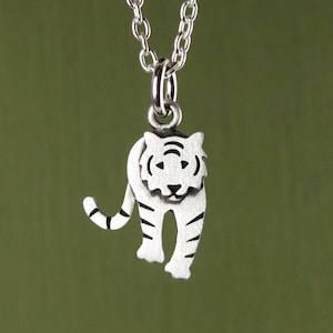 Tiny tiger necklace / pendant - sterling silver