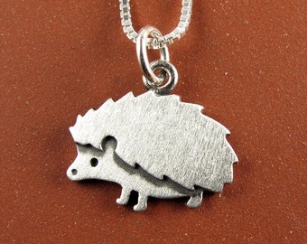 Tiny hedgehog pendant / necklace - sterling silver