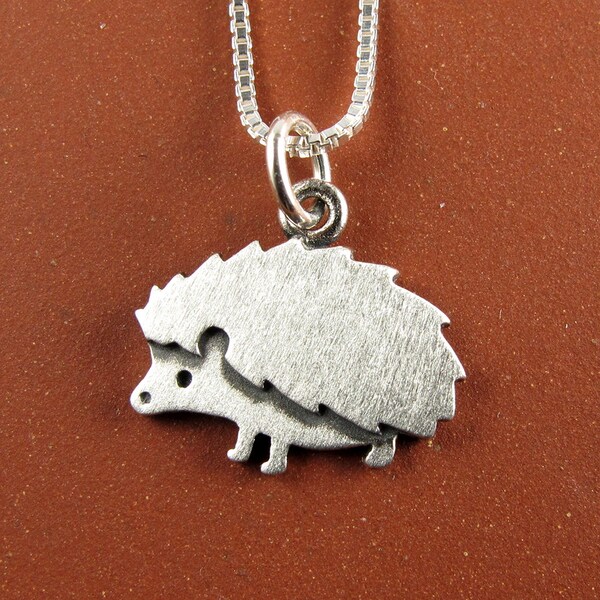 Tiny hedgehog pendant / necklace - sterling silver