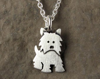 Tiny Westie pendant / necklace - sterling silver
