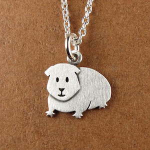 Tiny guinea pig pendant / necklace - sterling silver - handcrafted