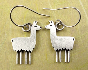 Tiny llama earrings - sterling silver