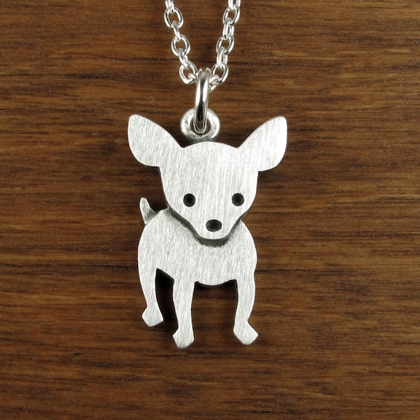 Chihuahua pendant / necklace - larger size - sterling silver - handcrafted