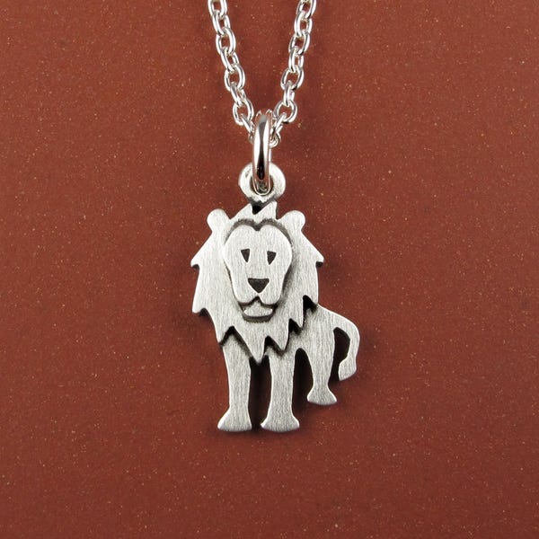 Tiny lion pendant / necklace - sterling silver