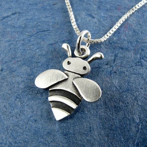 Tiny bee pendant / necklace - sterling silver