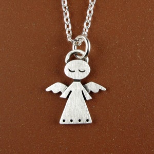 Tiny angel pendant / necklace - sterling silver - handcrafted