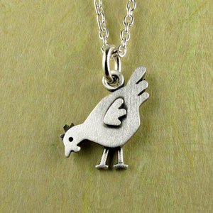 Tiny chicken pendant / necklace - sterling silver