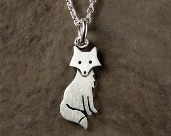 Tiny fox pendant / necklace - sterling silver - handcrafted