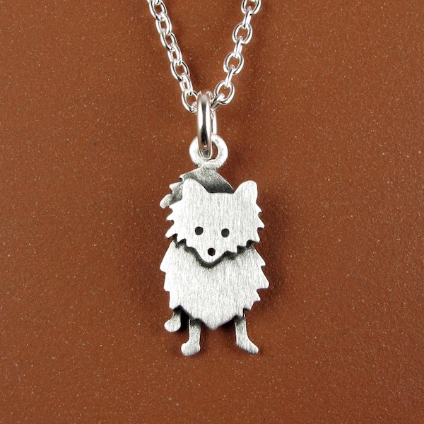 Tiny Pomeranian pendant / necklace - sterling silver