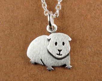 Tiny guinea pig pendant / necklace - sterling silver