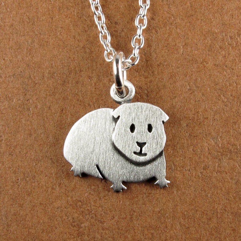 Tiny guinea pig pendant / necklace sterling silver image 1